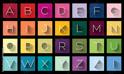 Fotografiet Flat Design Letters, icons alphabet concept background