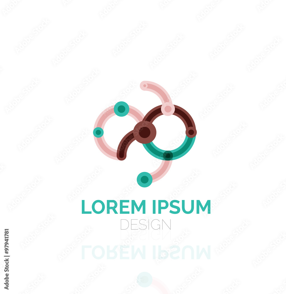 Vector swirl and circles outline minimal abstract geometric logo