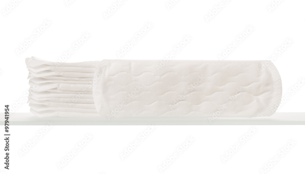 feminine pads close up on shelf feminine pads close up on shelf