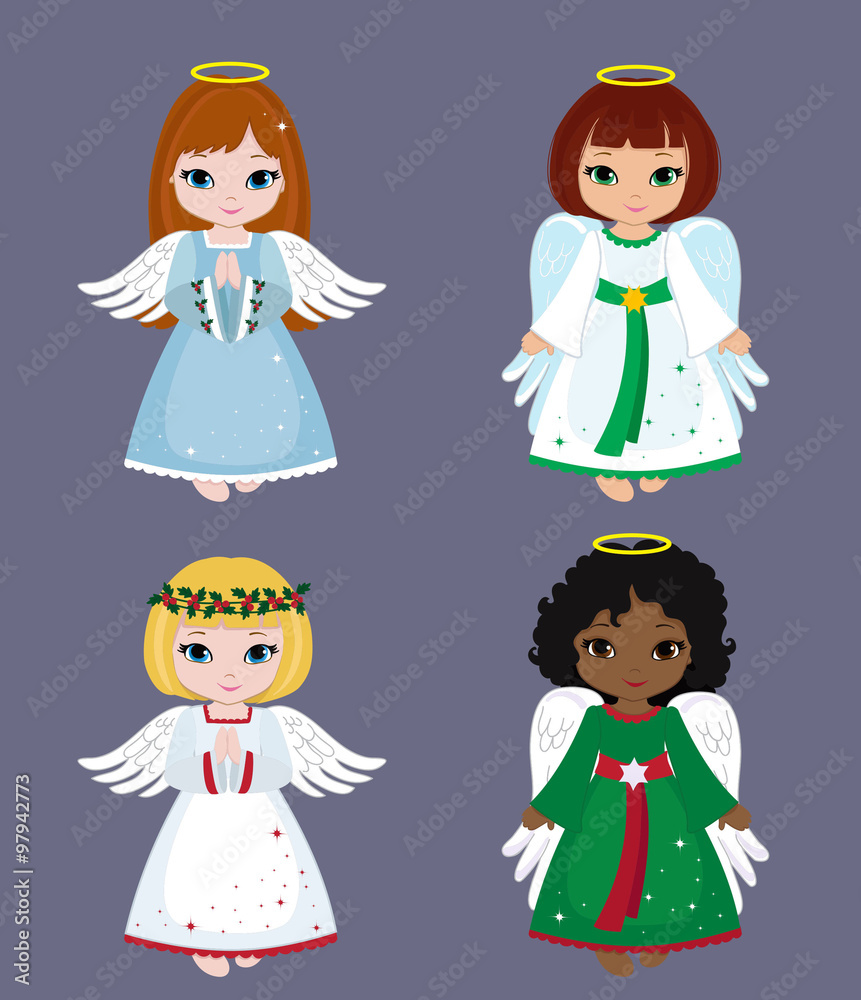 Collection of christmas angels. Vector illustration. Collection of christmas angels. Vector illustration.