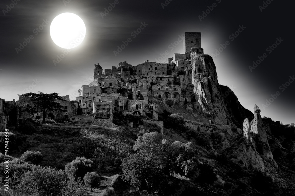 Moonlight at the abandoned village of Craco in Basilicata Moonlight at the abandoned village of Craco in Basilicata