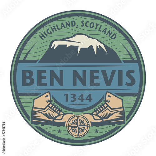 Stamp or emblem with text Ben Nevis, Scotland