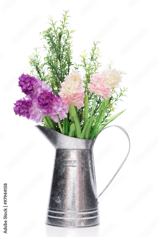 custom made wallpaper toronto digitalA bouquet of artificial  flowers in galvanize can isolated  on w