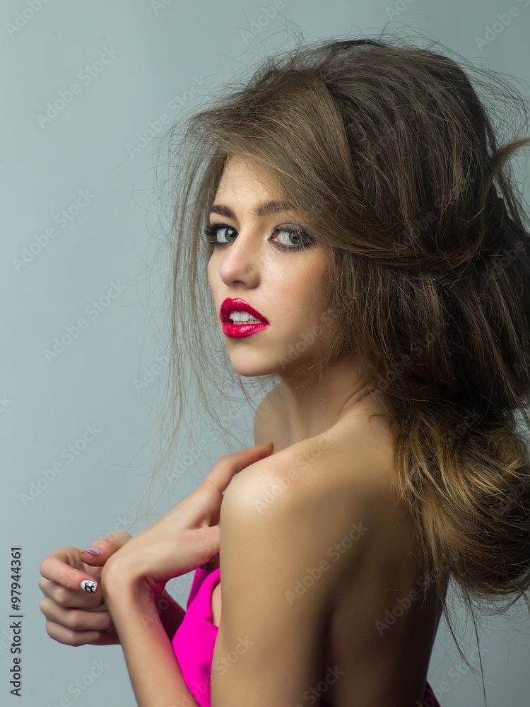 Naklejka premium Woman with lush long hair