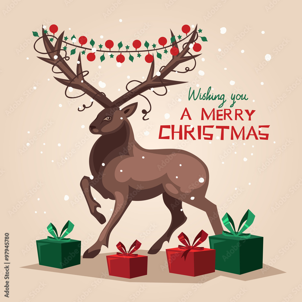 Deer. Christmas. vector illustration. New Year card. Deer. Christmas. vector illustration. New Year card.