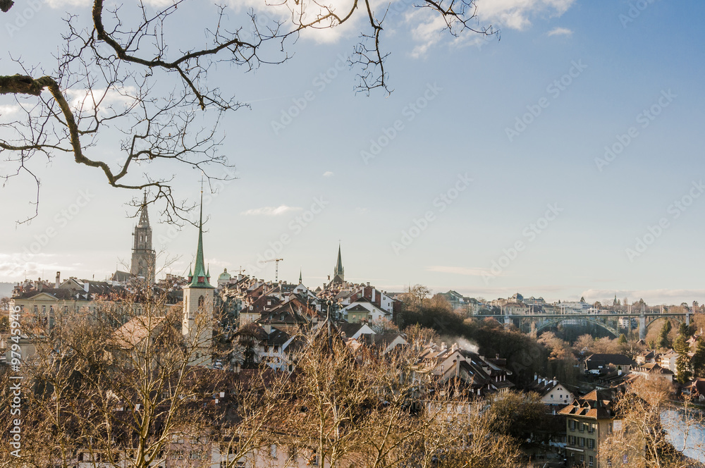 Bern, Altstadt, Stadt, Brücken, Aare, Fluss, Münster, Nydeggkirche, Nydegg, Winterzeit, Winter, Schweiz