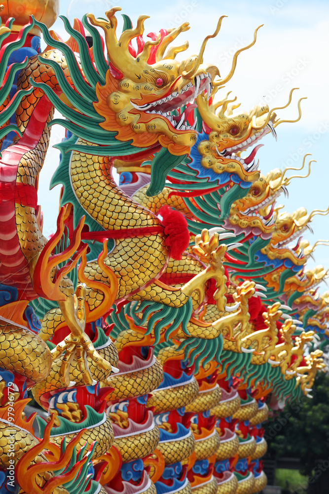 colorful dragon statue background.