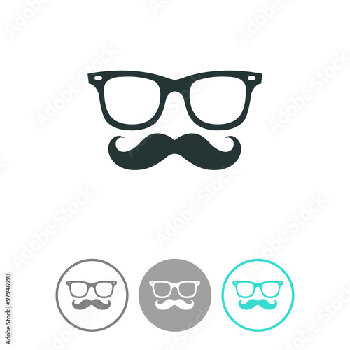 Mustache and Glasses vector icon.