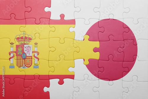 puzzle with the national flag of spain and japan