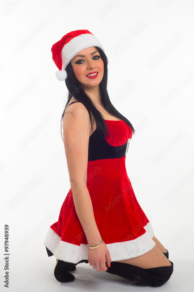 sexy girl dressed in Santa Claus at Christmas