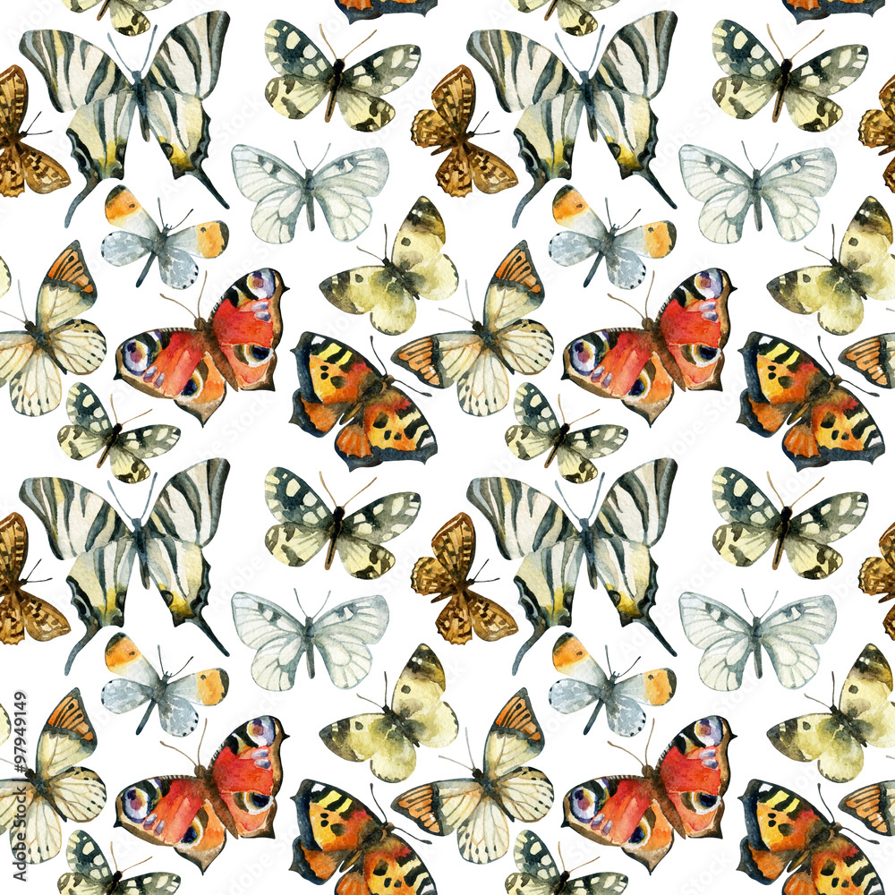 Beautiful watercolor butterflies seamless pattern Beautiful watercolor butterflies seamless pattern