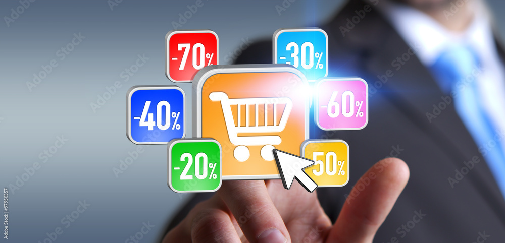 Young man shopping during sales period Young man shopping during sales period