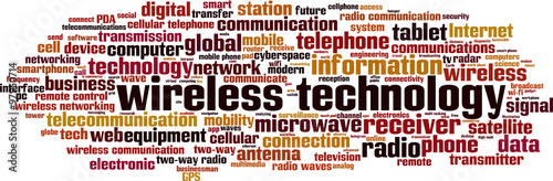 Wireless technology word cloud concept. Vector illustration
