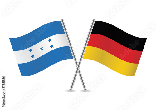 Honduras and Germany flags. Vector illustration.