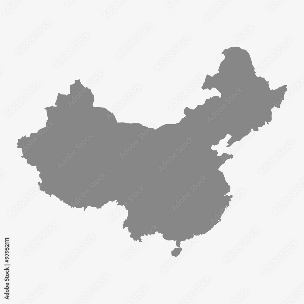 Map of China in gray on a white background