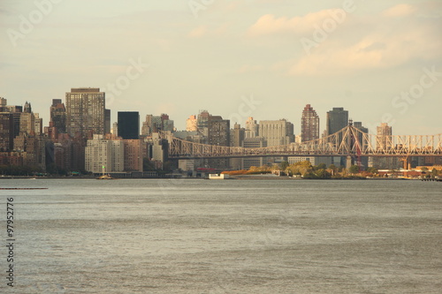 Hanging Bridge over East River with Skyscraper Background © chrisrt