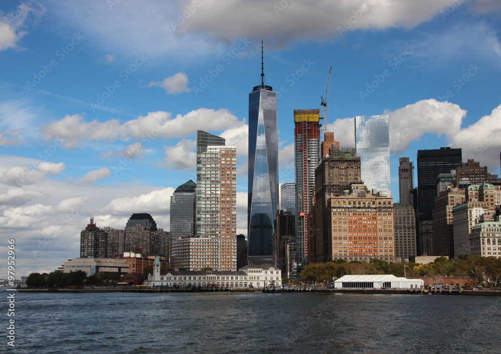 World Trade Center Freedom Tower One with Skyline and Water World Trade Center Freedom Tower One with Skyline and Water