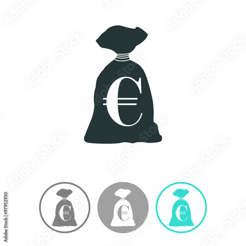 Money bag icon. Euro EUR currency symbol. photo