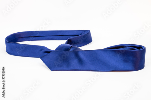 Blue tie isolated on white background