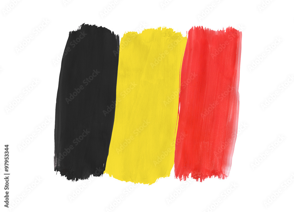 Fototapeta premium Belgian flag painted with gouache
