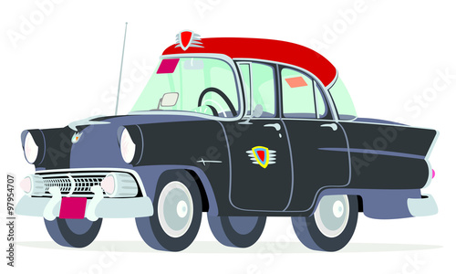 Caricatura Ford Mainline Town Sedan 1955 taxi Bogotá - Colombia vista frontal y lateral