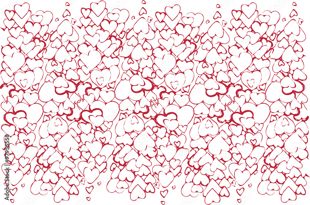 Vector sketch of the background of a variety of red hearts Vector sketch of the background of a variety of red hearts