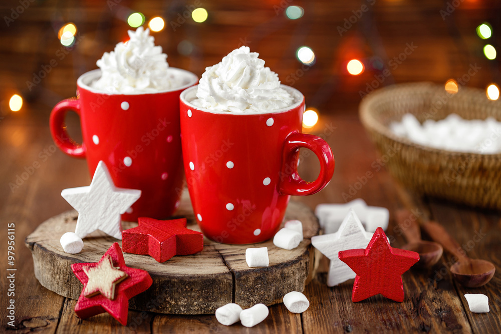 Fototapeta premium hot chocolate with whipped cream