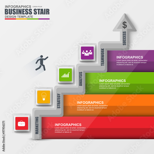 Infographics business stair step success vector design