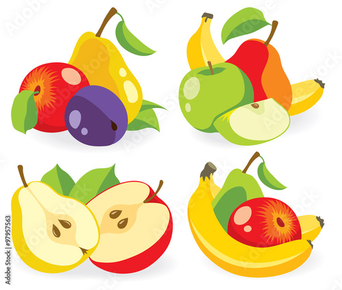Various fresh fruits vector collection photo