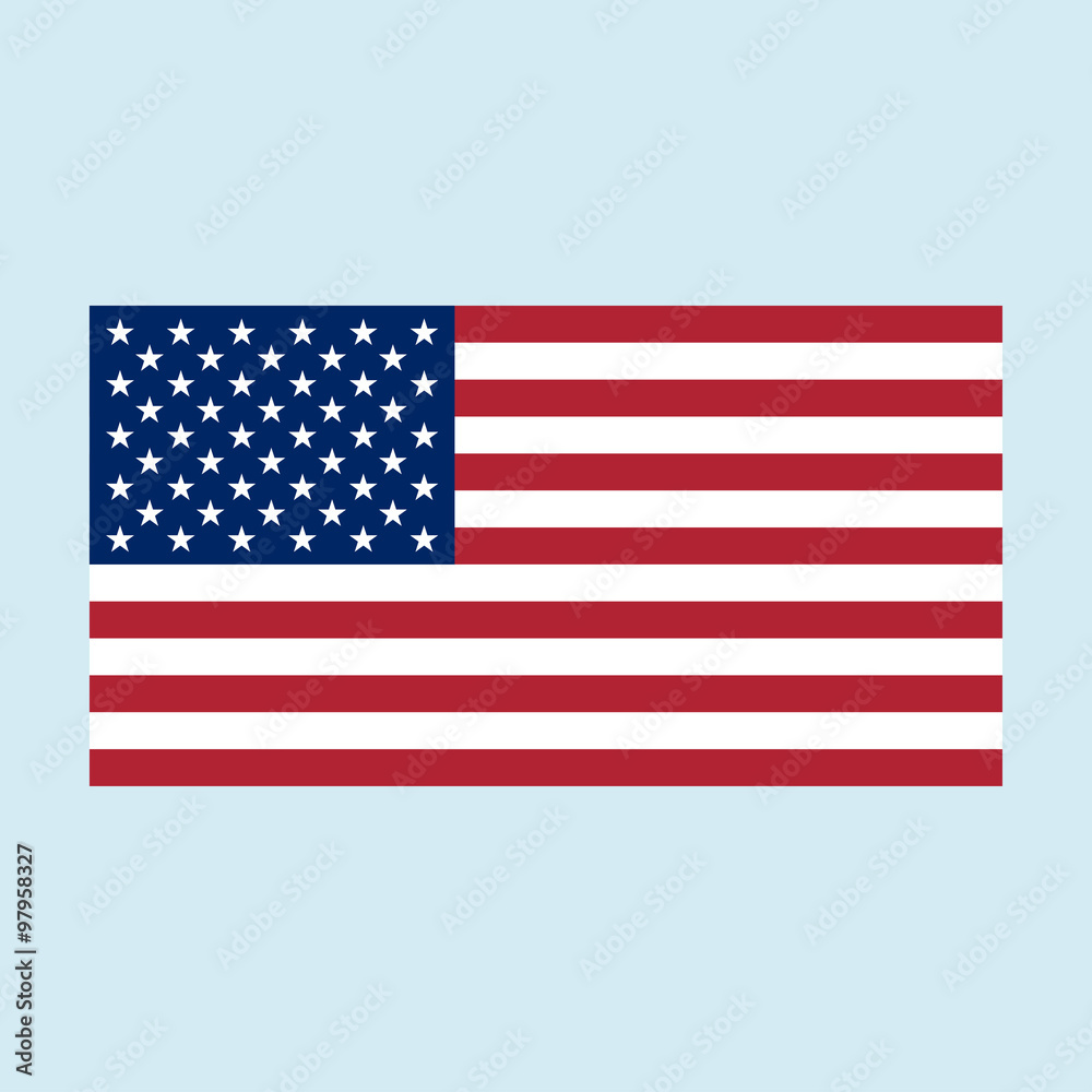 Flag USA sign. National symbol of freedom and independence. Original and simple United State Of America flag isolated on white background. Official colors and Proportion Correctly. Vector illustration Flag USA sign. National symbol of freedom and independence. Original and simple United State Of America flag isolated on white background. Official colors and Proportion Correctly. Vector illustration