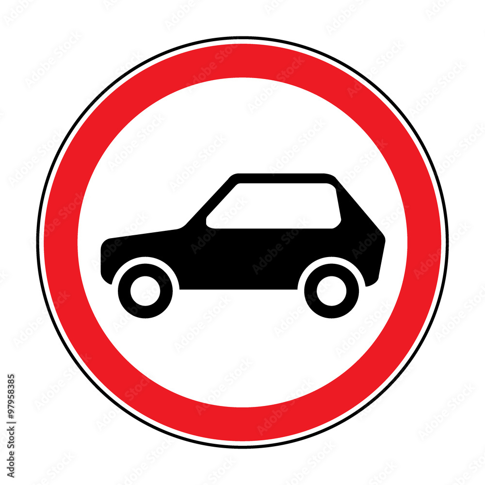 No car road sign. Prohibit icon. Not allowed automobile symbol