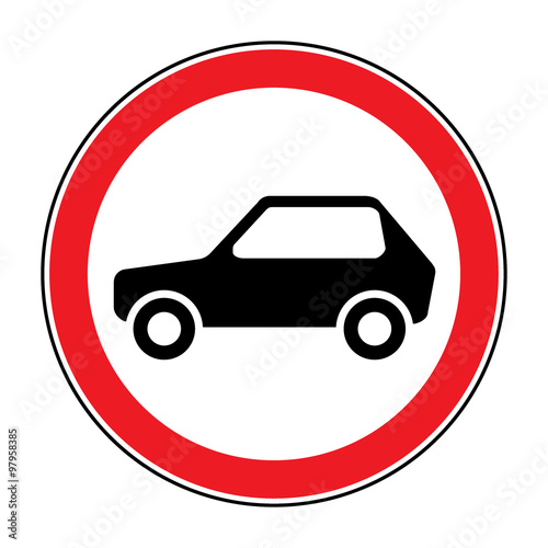 No car road sign. Prohibit icon. Not allowed automobile symbol. Forbidden red round label. Stock vector illustration