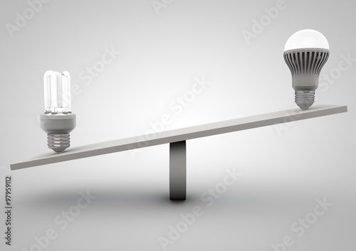 Balance Concept of two light bulbs