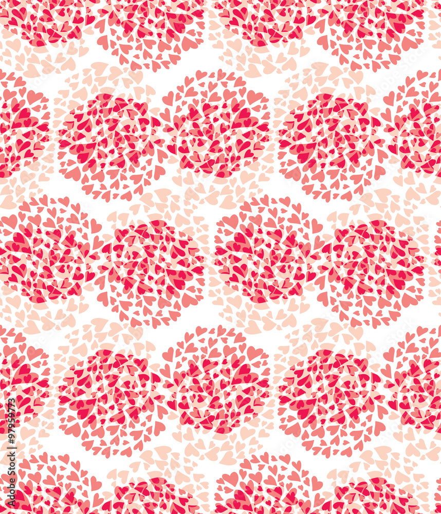 Seamless pattern carnation hearts in circle. Seamless pattern carnation hearts in circle.