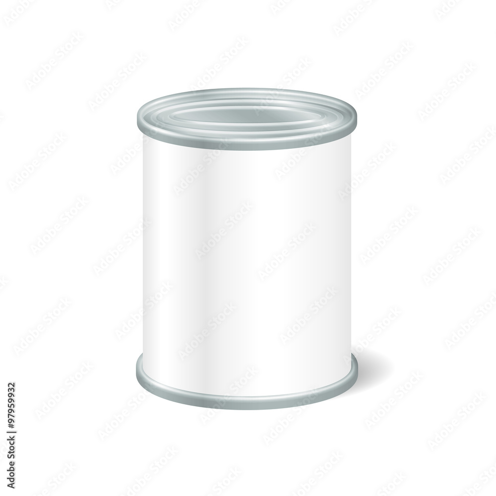 Realistic Blank Tin For Canned Food, Preserve, Conserve. Mock Up Realistic Blank Tin For Canned Food, Preserve, Conserve. Mock Up