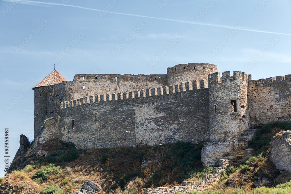 City walls and towers of the old fortress. Belgorod-Dniester, Uk