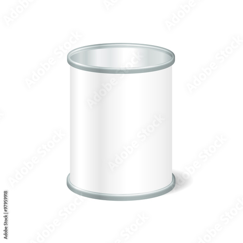 Realistic Blank Open Tin For Canned Food, Preserve, Conserve. Mo