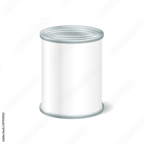 Realistic Blank Tin For Canned Food, Preserve, Conserve. Mock Up