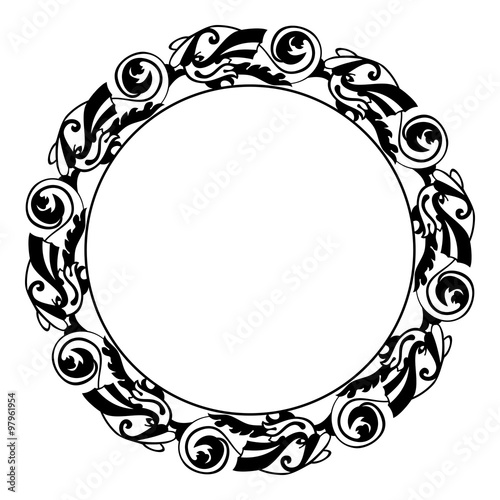 Round outline frame with ornamental fish