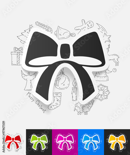 ribbon paper sticker with hand drawn elements