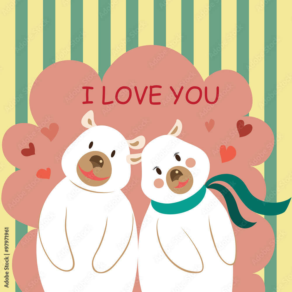 Fototapeta premium Cute Bear Valentine, I Love You Bear Happy and Lover