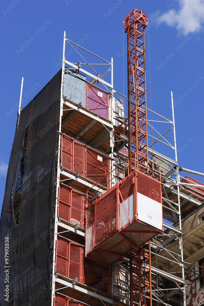 elevator at building construction site elevator at building construction site