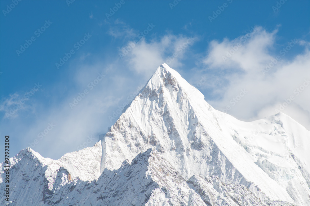 Mountain peak with snow