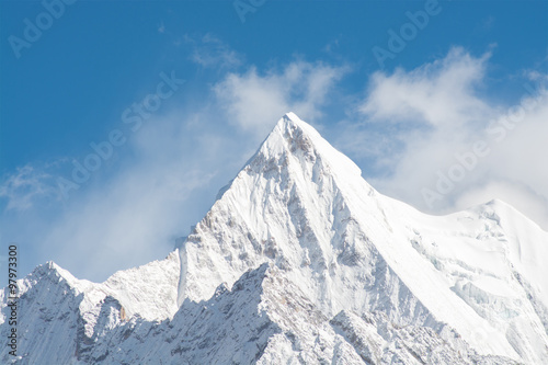 Mountain peak with snow