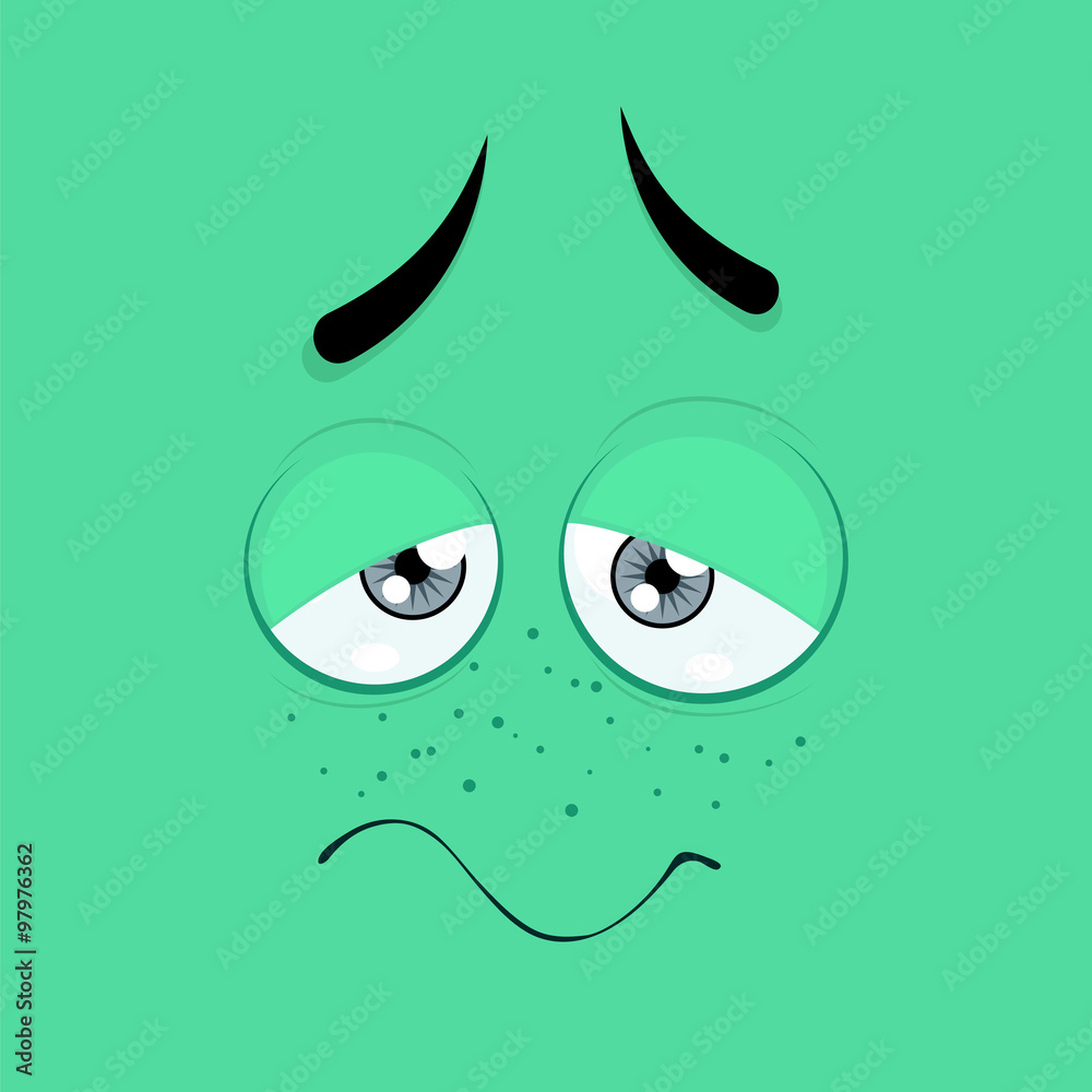 Cartoon face with a sad expression