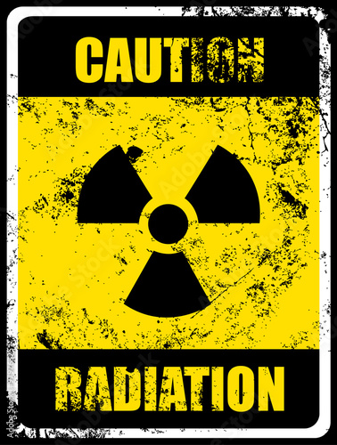 Caution Radiation Sign and Grunge Texture