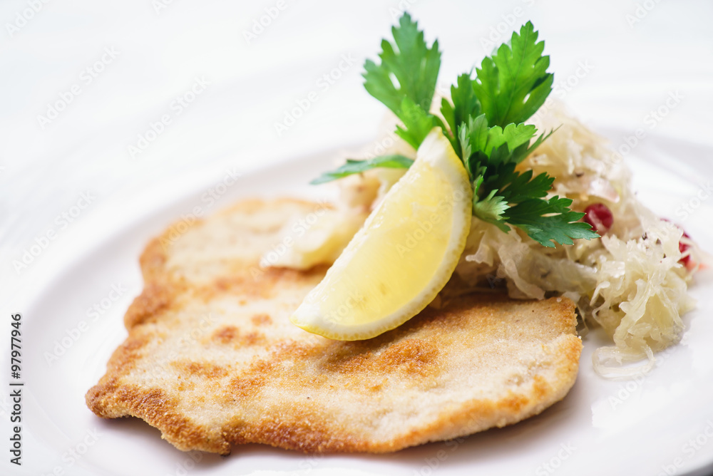 Schnitzel with cabbage Schnitzel with cabbage