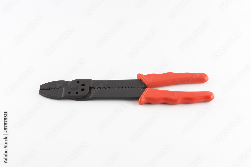 Stripping pliers on a white background Stripping pliers on a white background
