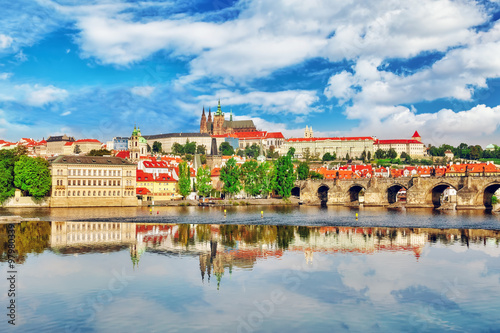 View of Prague Castle and Charles Bridge-famous historic bridge © BRIAN_KINNEY