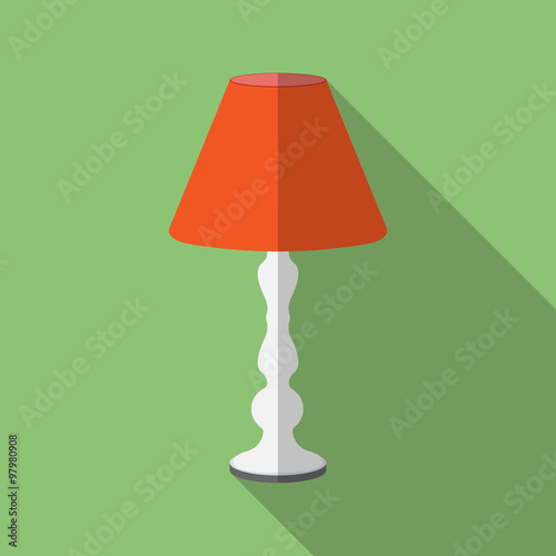 colored table lamp with long shadow